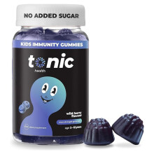 Tonic Health Kids Immunity Gummies - 7 in 1, Elderberry Gummies, No Added Sugar, No Sweeteners, Vitamins C, D and Zinc, Wild Berry