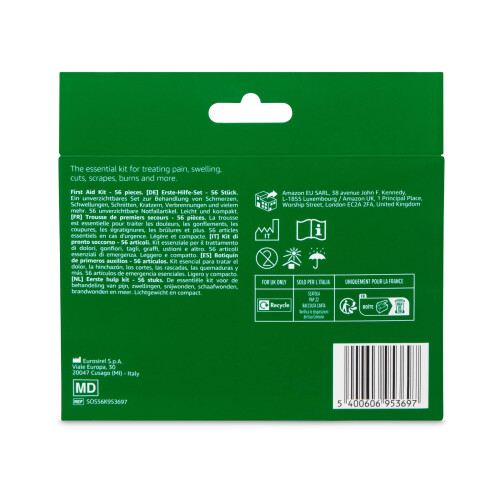 Amazon Basic Care First Aid Kit, 56 Pieces, Green 1