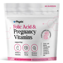 Physis Folic Acid & Pregnancy Vitamins | Prenatal Vitamins for Women | 60 Vegan Melt-in-Your-Mouth Mixed Berry Gummies | with Foli