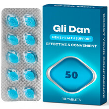 Glidan 50mg – 10 Powerful Blue Tablets for Men's Health – Fast-Acting Formula with L-Arginine, Ginseng and Maca – Vitality, Stamin