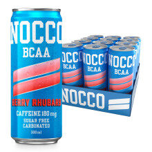 NOCCO Sugar Free Energy Drink – 180mg High Caffeine, Enriched with Amino Acids & Vitamins, Ideal for Pre Workout – 12 x 330ml (Ber