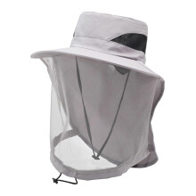 Polyester Mesh Mosquito Hat With UV Protection, Breathable InsectRepellent Headwear For Outdoors, Adjustable Light Grey