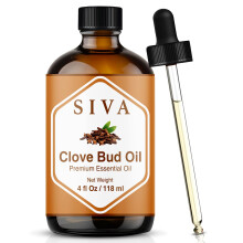 Siva Clove Bud Essential Oil - 4 Fl Oz – Natural Clove Oil - for Diffuser, Face, Skin Care, Aromatherapy, Hair Care, Scalp and Bod