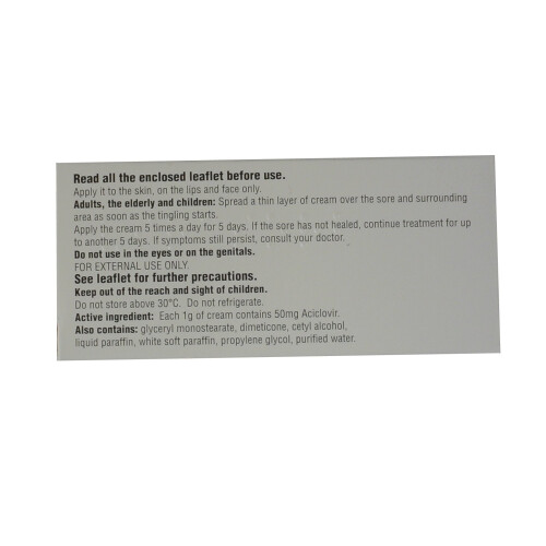 5 x Virasorb 2g 5% Cold Sore cream (5 Packs) 2