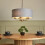 Litecraft Celia Ceiling Pendant Bluish Grey Drum Shaded 5 Light - Antique Brass 5