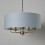 Litecraft Celia Ceiling Pendant Bluish Grey Drum Shaded 5 Light - Antique Brass 3