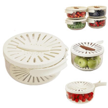 2 in 1 Fruit and Vegetable Washing Bowl with Lid, MultiFunctional Strainer Basket, White