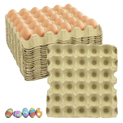 Egg Crate 30 Cell Large Capacity Stackable Reusable Pulp Fiber Egg Cartons for Chicken Eggs