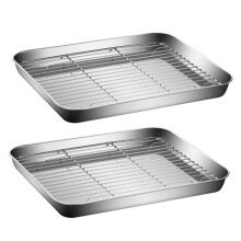 Stainless Steel Baking Pan with NonSlip Cooling Rack, OvenSafe Tray Set for Home and Restaurant