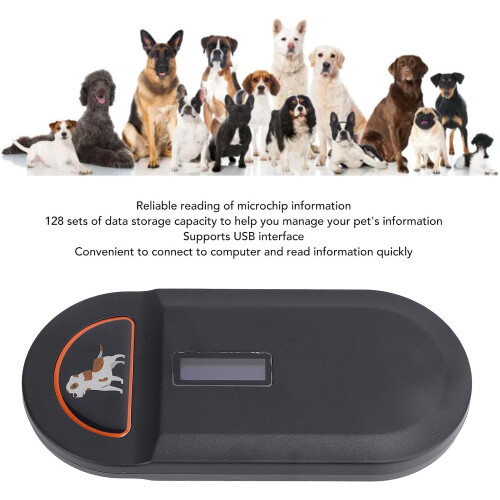 Pet Microchip Scanner with 128 Data Storage, Dual Frequency, USB Transfer, Rechargeable for Dogs and Cats 2