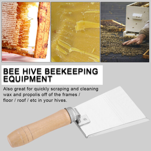 Beekeeping Tool Set Stainless Steel Hive Scraper Sharp Tines Cleaning Wax Propolis Comfortable Grip Plastic Handle For Beehive Boxes 2