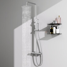 Thermostatic Mixer Shower Set with Round Twin Head, Chrome Finish & Anti-Scald Safety