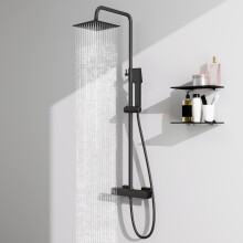 Thermostatic Mixer Shower Kit with Brass Valve Body, Twin Head & Height Adjustable