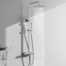 Thermostatic Mixer Shower Set - Twin Head and Adjustable Height Slide Rail