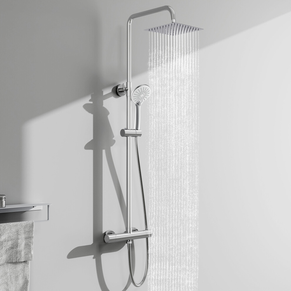 Aica Thermostatic Mixer Shower Set - Twin Head And Adjustable Height Slide Rail