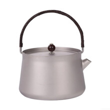 800ml Pure Titanium Kettle Ultralight Portable For Camping Hiking Coffee Brewing Picnic And Home Use