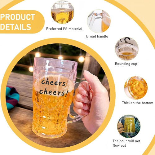 Freezer Beer Mug 450ml DoubleWall Insulated Cup with Handle, CondensationProof for Cold Drinks 2