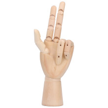 Houten mannequinhand voor artistieke referentie, beweegbare vingers, verstelbare gewrichten, kunstenaarsmannequinhand met natuurlijke houtafwerking,