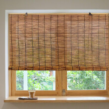 Bamboo Roller Blinds Outdoor Indoor Cordless Light Control Blackout Patio Shades 44x36 Privacy