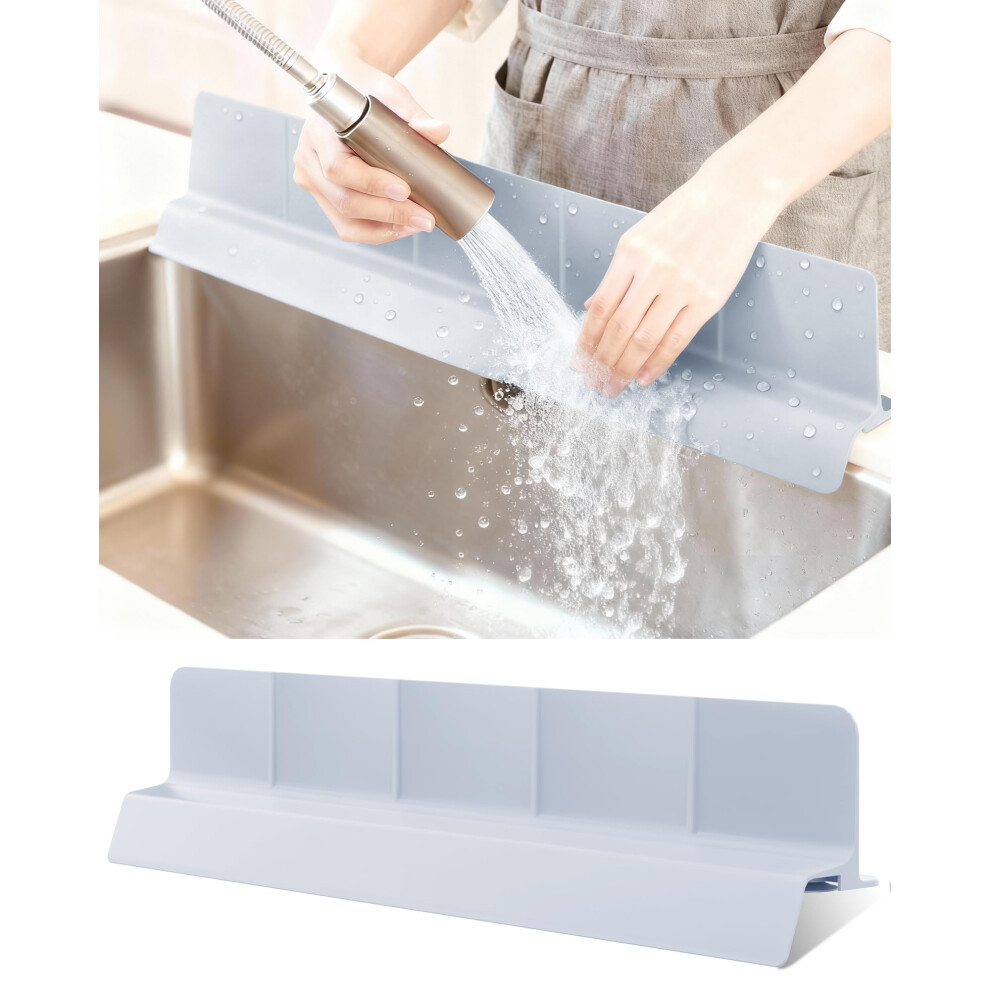 Kitchen Sink Splash Guard 23' Silicone Water Guard With Strong Suction Cups, Waterproof Countertop Protector, Dishwasher Safe, Grey 9187378949733