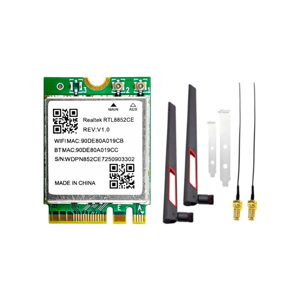 Wifi 6E Rtl8852ce M.2 Network Card With 10Db Antenna Wireless Bt5.3 802.11Ax Adapter 5374M 2.4/5/6Ghz For Windows 10/11 6031269442335