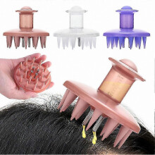 (White) Scalp Massager with Dispenser for Hair Care, Dandruff Reduction and Relaxation, Suitable for Men and Women