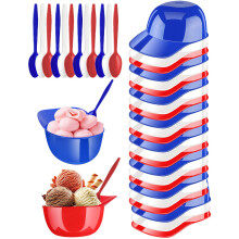 24 Pack Baseball Helmet Ice Cream Bowls with Spoons, 8oz Plastic Snack Cups for Party Supplies