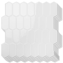 10Sheet Peel and Stick Backsplash Tiles, 12x12in White Self Adhesive Wall Panels for Kitchen Bathroom