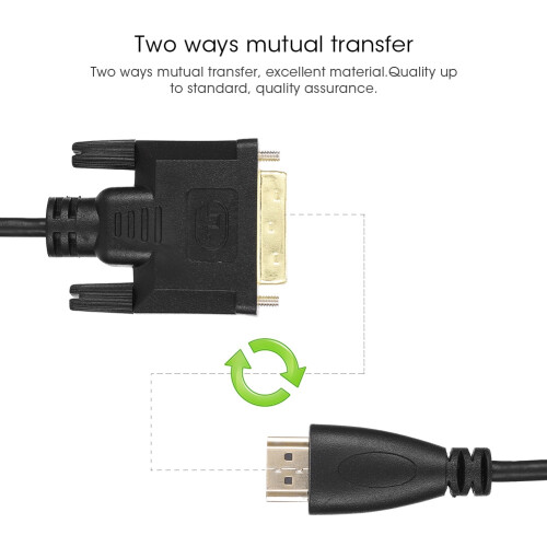 Καλώδιο προσαρμογέα DVI σε HDMI υψηλής ταχύτητας, διπλής κατεύθυνσης, επιχρυσωμένο, 2
