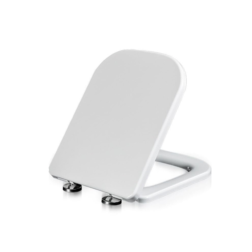 Square Slow Close Toilet Seat White Pp Quick Release Adjustable Hinges 43.5X34cm 9094768952108