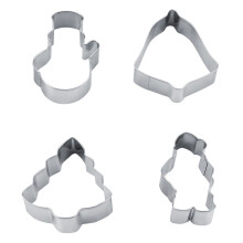 Festive Snowman Bell Santa Claus Cookie Cutter Set, High Quality Cutters With Durable Material For Versatile Usage, Safe Non-Toxic Stainless Steel