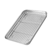 Stainless Steel Baking Pan with Cooling Rack, Heavy Duty Oven Tray for Roasting and Desserts