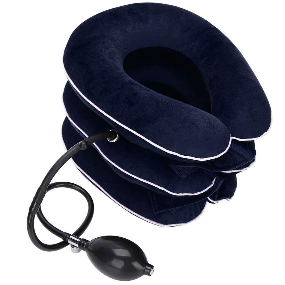 Blue Inflatable Cervical Neck Traction Collar Support For Pain Relief