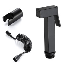 Handheld Bidet Sprayer for Toilet Black Brass Cloth Diaper Sprayer Set with Holder PVC Hose Hygiene Pet Bath