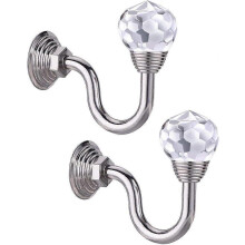 Classic crystal curtain tiebacks with hook, mounted on a metal pedestal with tassel, curtain accessories, decorative silver hanger
