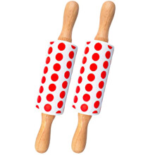 2pcs Nonstick Silicone Rolling Pins with Wooden Handles for Baking Dough Pastry Pizza Dumplings