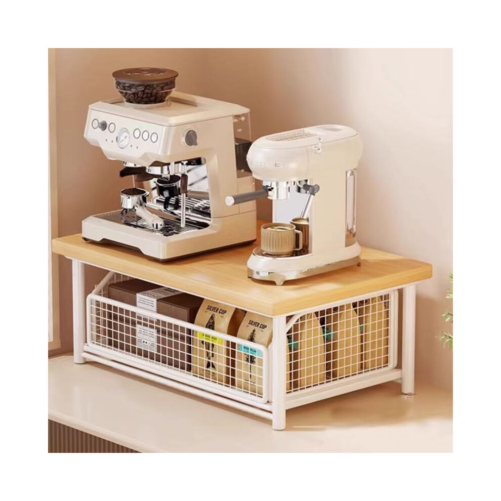 Xylfly (Simple Yet Not Simplistic - ) Modern Kitchen Microwave Oven Rack With Drawer | Sturdy Metal Structure, Space-Saving Storage White