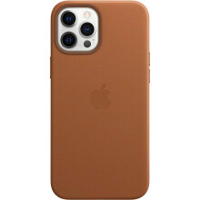 Official Apple iPhone 12 Pro Max Case Leather MagSafe Saddle Brown