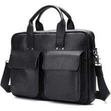 Briefcase Men's Business Computer Bag Retro Tote 41.5x28.5cm Leather Laptop Bag for Work and Travel