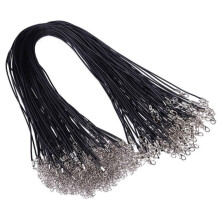 100pcs 2.0Mm Black Waxed Necklace Cord Bulk With Clasp For Jewelry Making