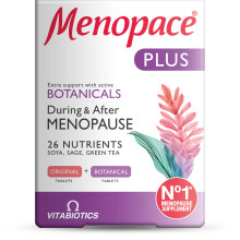 Menopace Plus by Vitabiotics - Extra Menopause & Perimenopause Support with Sage & SOYA Isoflavones - UK's No.1 Menopause Supplement Brand