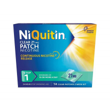 NiQuitin 21 mg Nicotine Patch - Step 1 - Stop Smoking Aid Therapy - 14 Clear Patches for 2 Weeks Treatment - 24h Craving Control - Invisible Nicotine