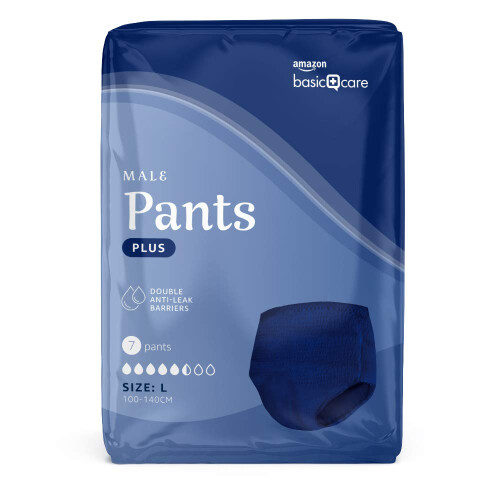 Amazon Amazon Basic Care Men's Pants Plus Large, 28 Count (4 Packs of 7), Blue 1
