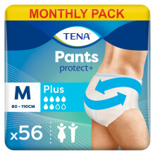 TENA Unisex Pants Plus, Medium, for Moderate to Heavy Bladder Weakness, 56 pairs of Incontinence Pants (14 x 4 packs) Designed for Active Everyday Li