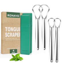 RONAVO Tongue Scraper Cleaner for Adults and Kids, with Travel Handy Case, Professional Tough Scraper Healthy Oral Care, Fight Bad Breath, Easy to Us