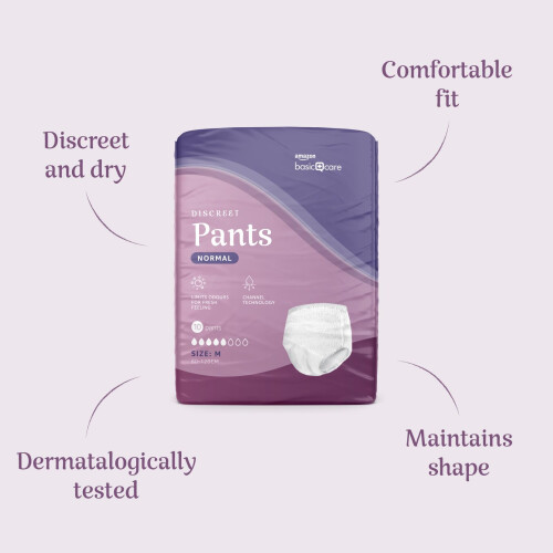 Amazon Amazon Basic Care Lady Pants Discreet Medium - 40 Count (4 Packs of 10), White 2