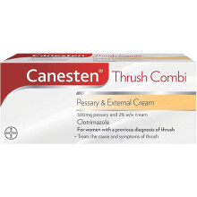 Canesten Thrush Combi Pessary & External Cream for Thrush Treatment | Clotrimazole | Two-Step Complete Relief Thrush Treatment