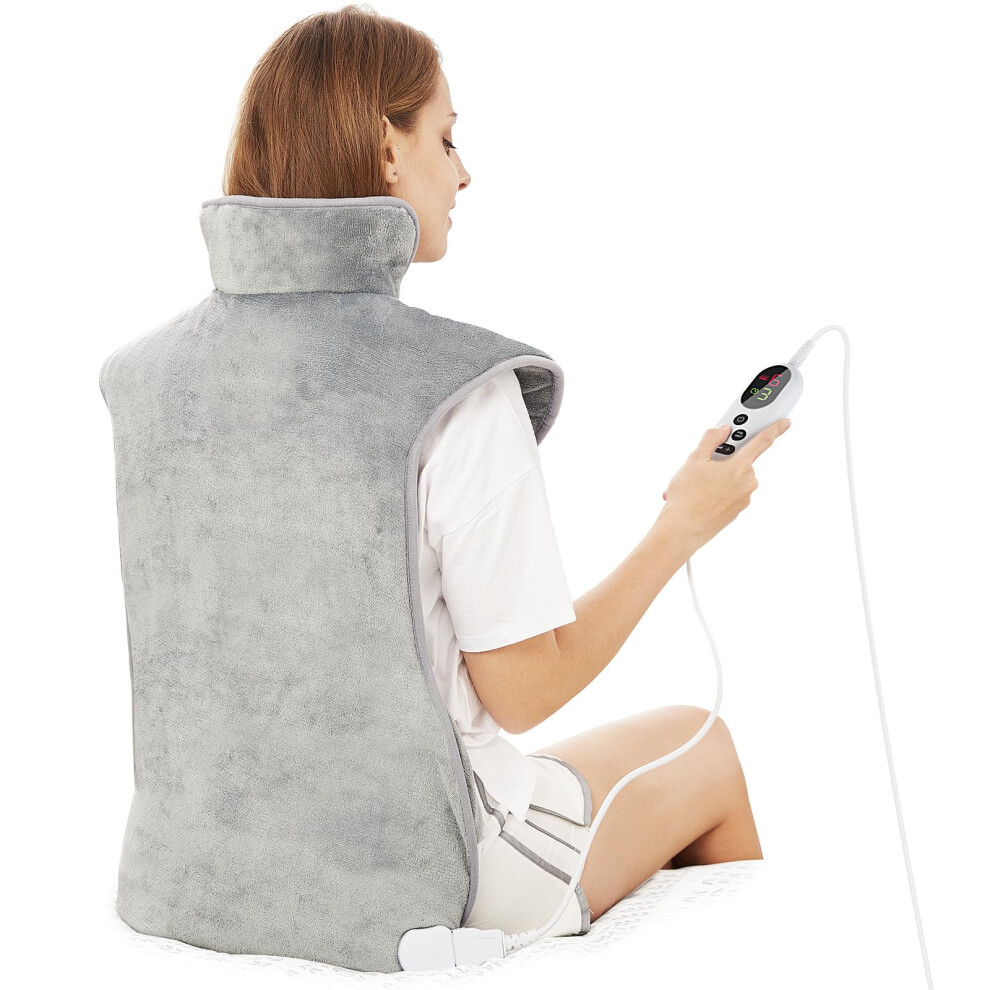 Mia&Coco Electric Heating Pad For Back Neck And Shoulders Pain Relief, (60X100cm) Heated Warmer Fast-Heat Hot Therapy Warp With Waist Strap, 6 Heat L