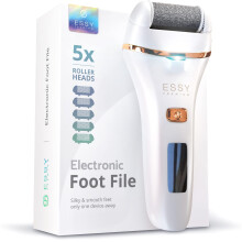 Essy Electric Foot File Hard Skin Remover with 5 Replacement Rollers Foot File Electric Pedicure Sets Cutters Accessories for Dry Dead Hard Skin Feet