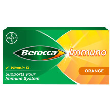 Berocca Immuno Effervescent Tablets, 11 Vitamins and Minerals, Including Vitamins D, C, A, B9, Zinc and Iron to Help Support Your Immune System and B
